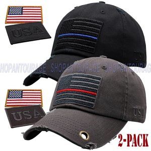 2 Pack: American Flag Vintage Baseball Hat Cap
